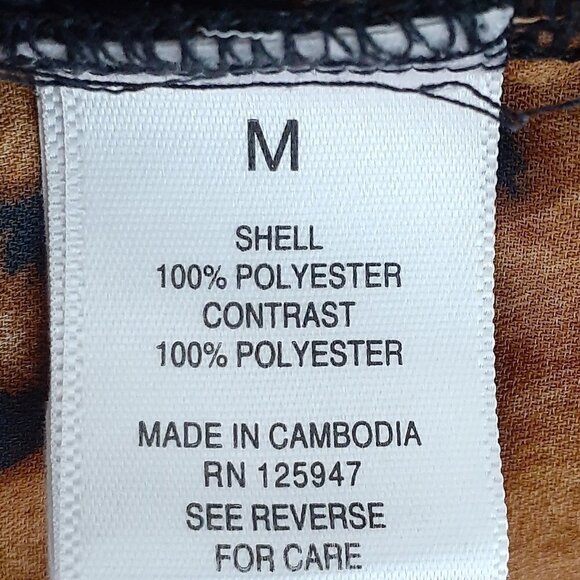 ROZ & ALI Chiffon Tunic; Animal Print / Floral & Paisley; 3/4 Sleeves; Size M - Picture 5 of 6